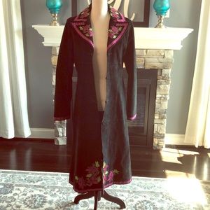 Black leather full length coat